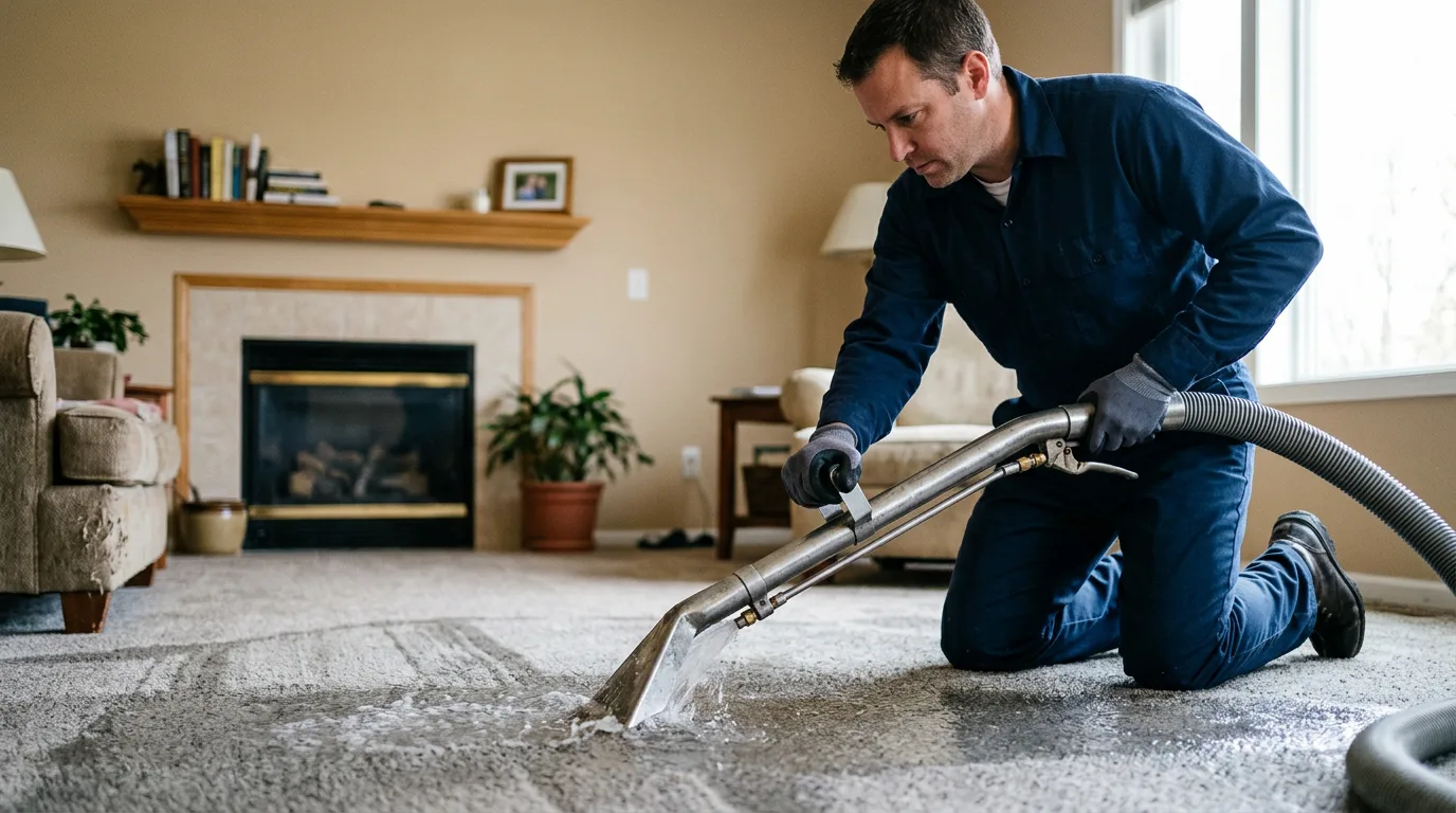 Water damage restoration technician working near Naugatuck, CT